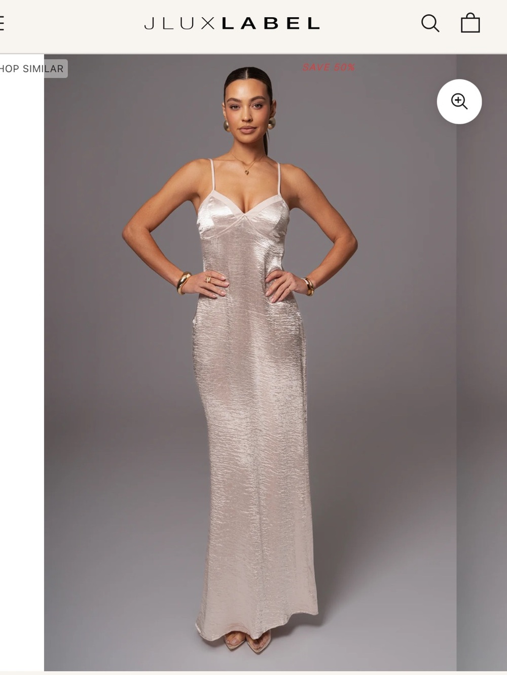 JLUXLABEL Champagne Satin Maxi Slip Dress